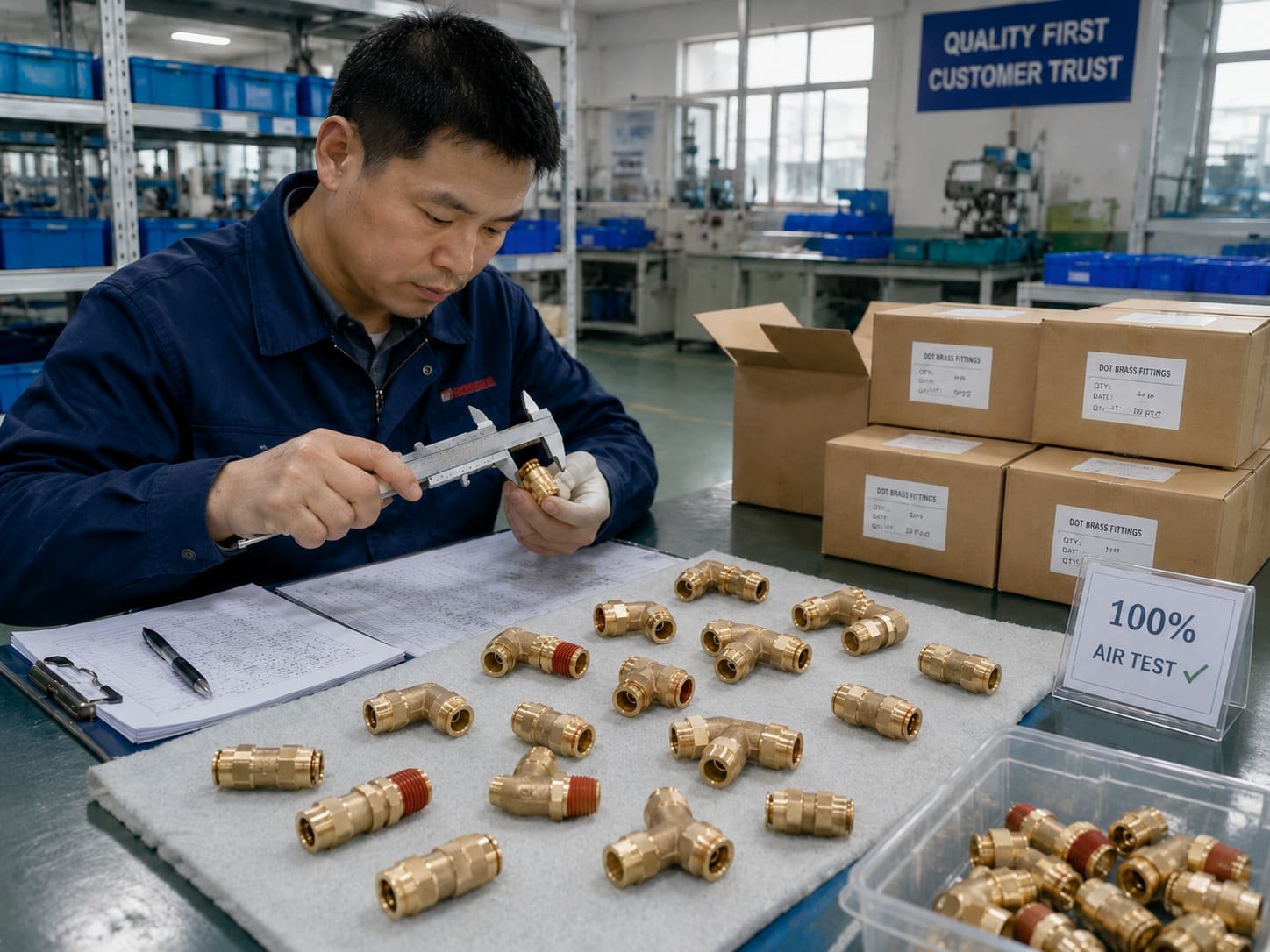 DOT brass fittings manufacturer risk control for truck parts buyers