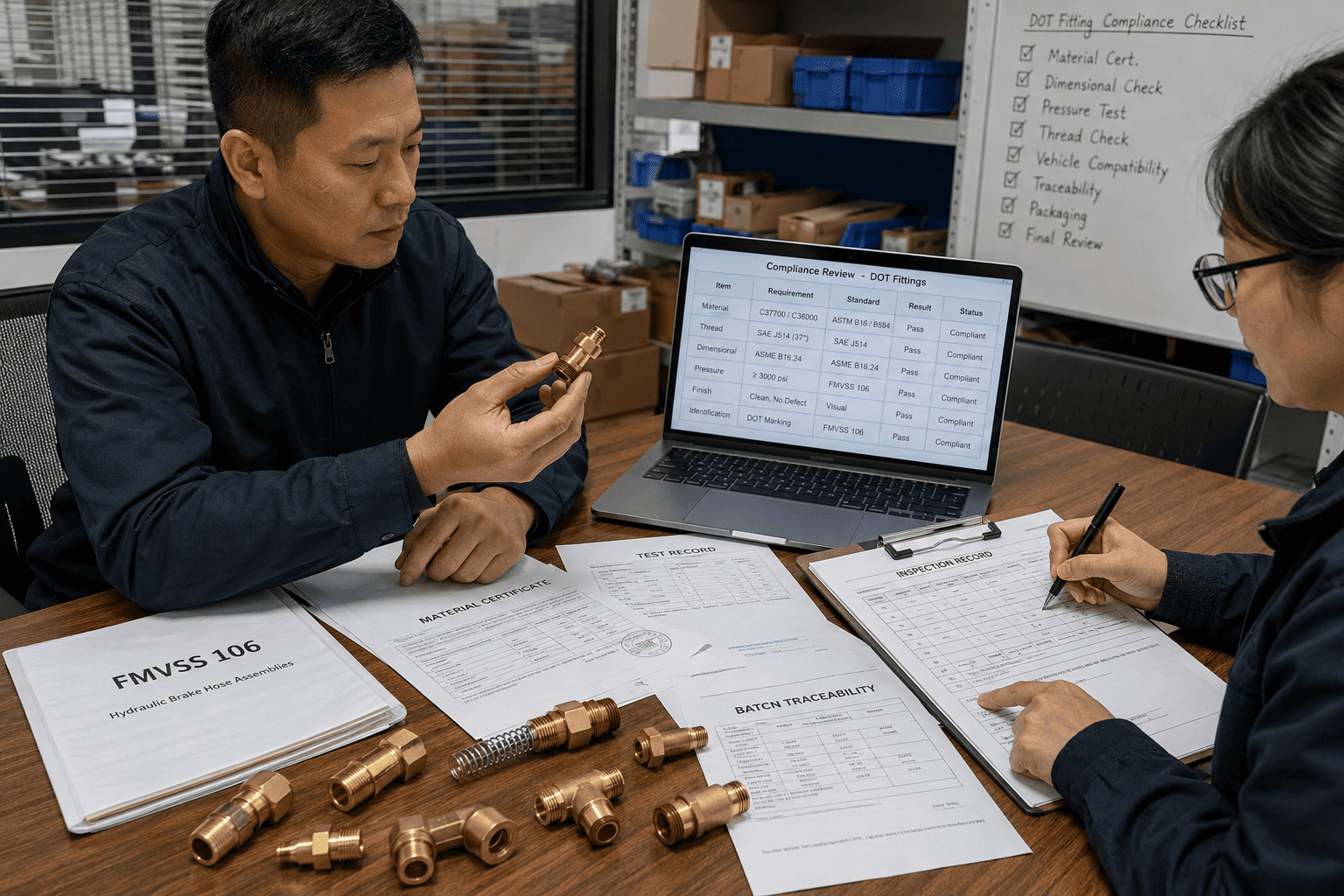 DOT brass fitting suppliers compliance documents and FMVSS 106