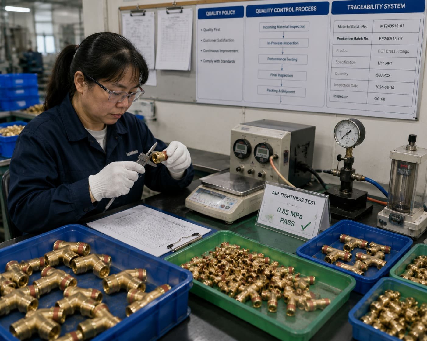 DOT brass fittings manufacturer bulk quality control and batch traceability