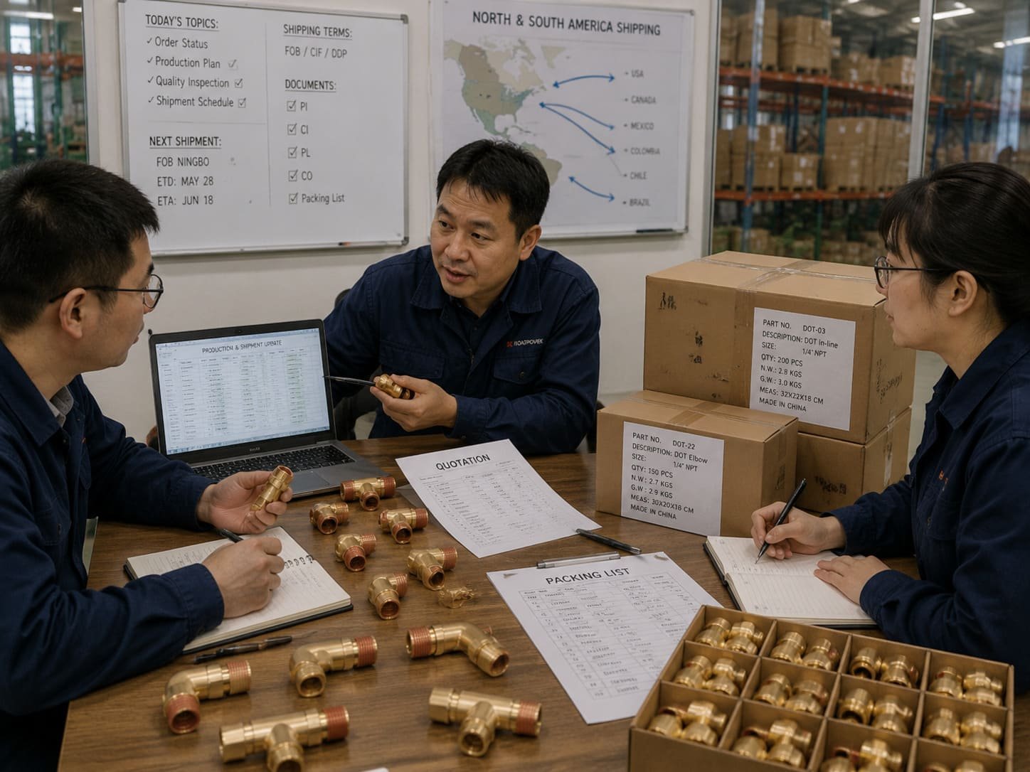DOT brass fittings manufacturer cross-border supply for North and South America